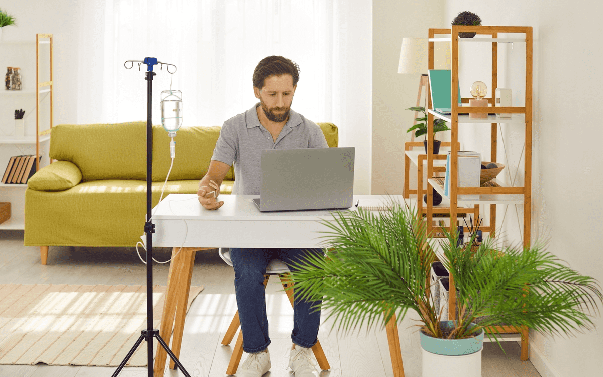 Is Mobile IV Therapy Safe? Man Receiving IV at Home
